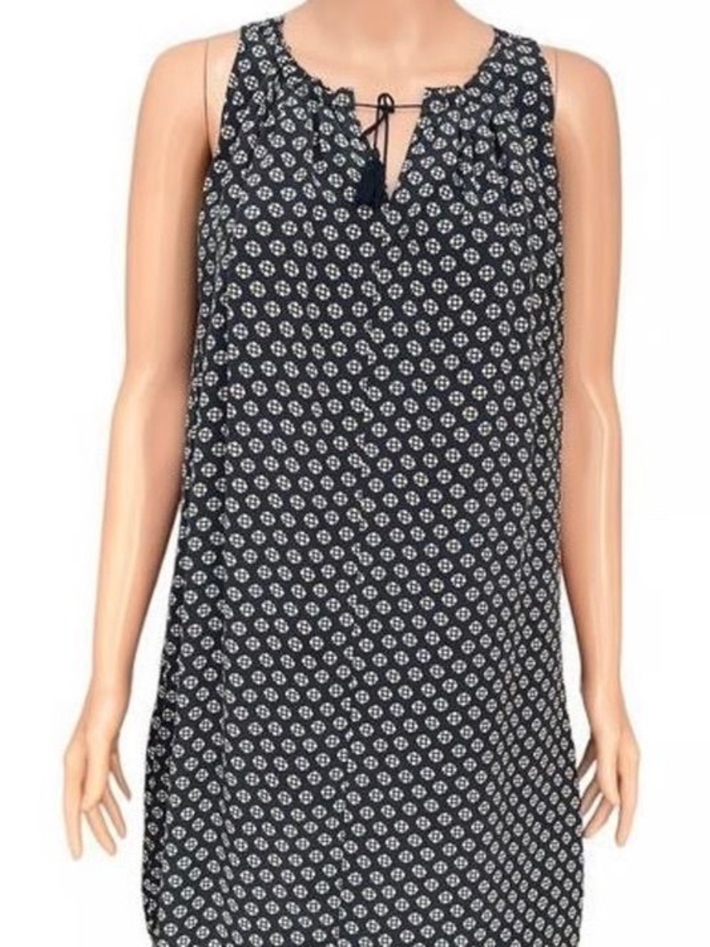 Madewell silk navy blue sleeveless tassel tie dress size medium